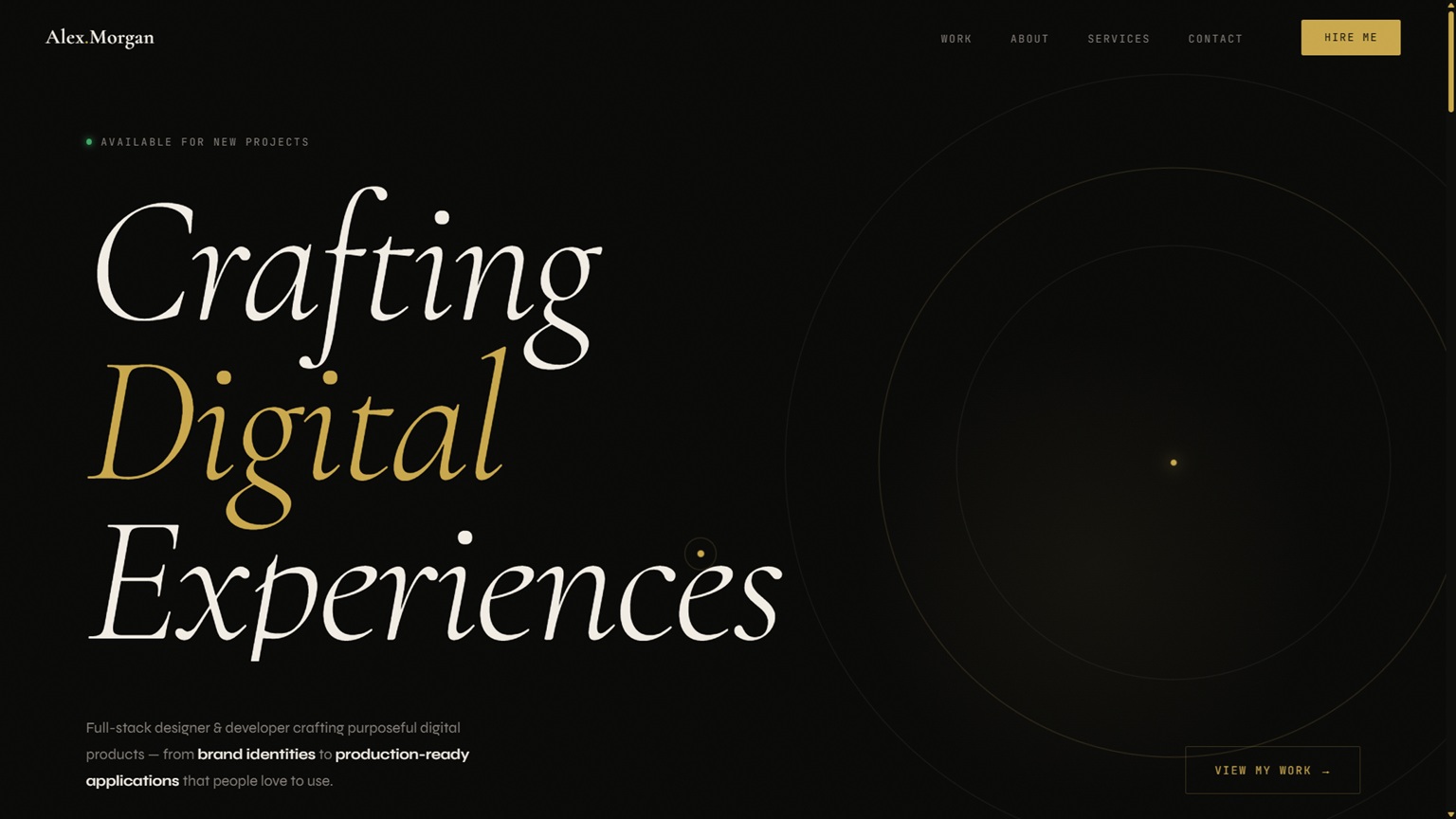 Aurum - A dark luxury portfolio template for digital creatives